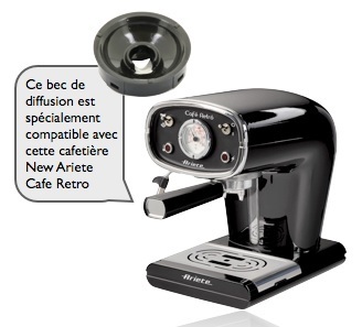 bec de diffusion pour dosettes ESE machine New Ariete Cafe Retro