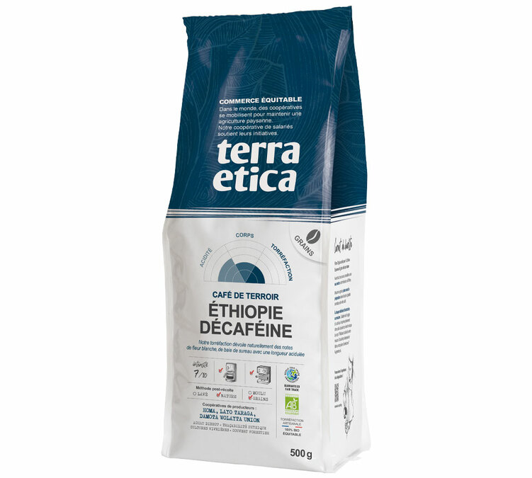cafe en grain decafeine sans solvant terra etica