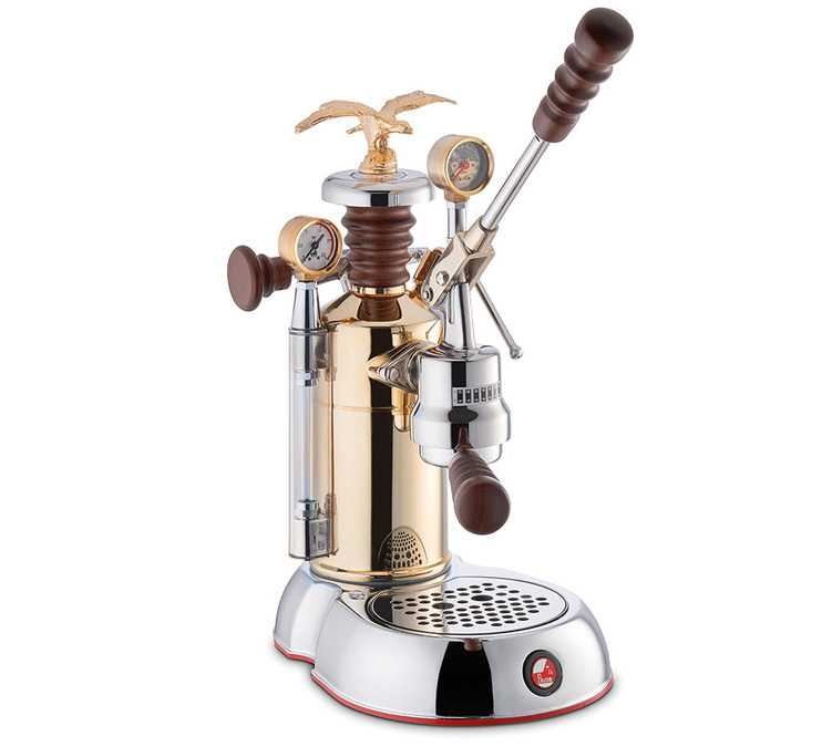 Machine expresso à levier La Pavoni Esperto Competente inox et or