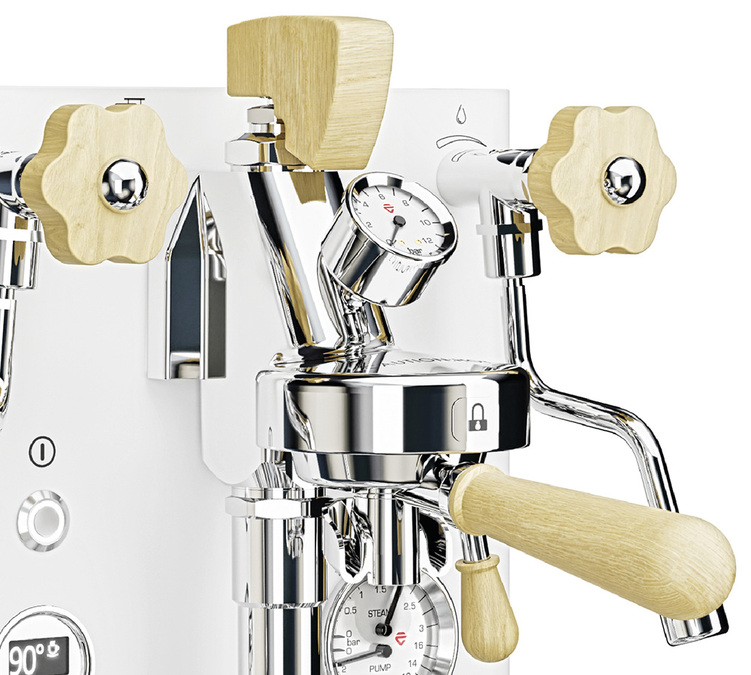 Lelit Bianca Blanche et bois clair machine expresso barista