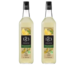 deux bouteilles de sirop au citron maison routin