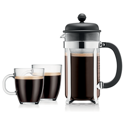 cafetiere caffettiera noire bodum avec tasses