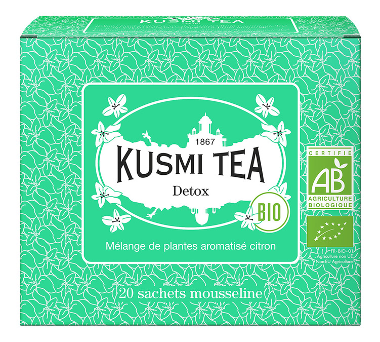 Bio-Grüntee und Mate Detox - 20 Aufgussbeutel - KUSMI TEA
