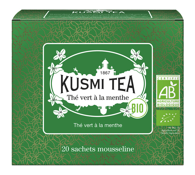 Bio-Grüntee mit Minze - 20 Aufgussbeutel - KUSMI TEA