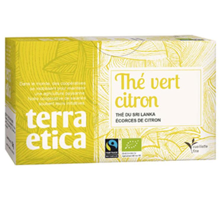 Grønn te sitron økologisk og rettferdig handel - 20 poser - Terra Etica