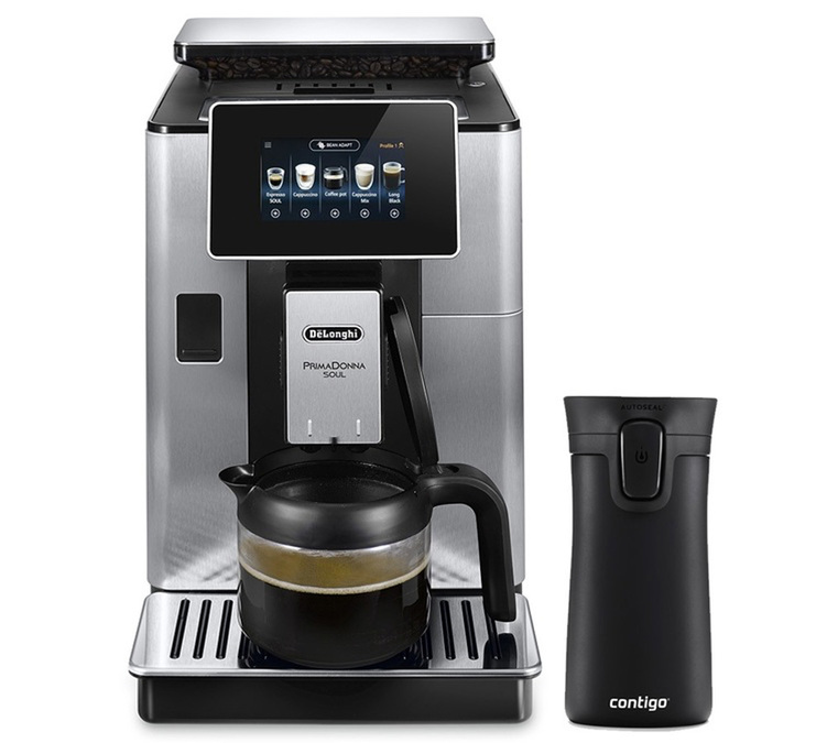 DELONGHI Primadonna Soul ECAM 610.75.MB Kaffeevollautomat Grau - Kaffeekanne + Contigo Becher GRATIS