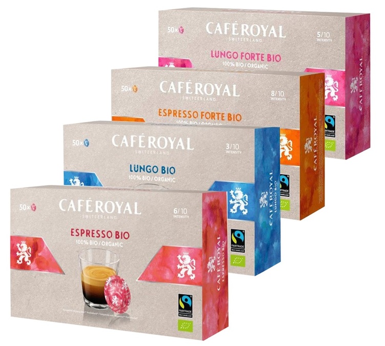 Atradimų pakuotė 200 Nespresso* Pro BIO kapsulių - Fairtrade - CAFE ROYAL