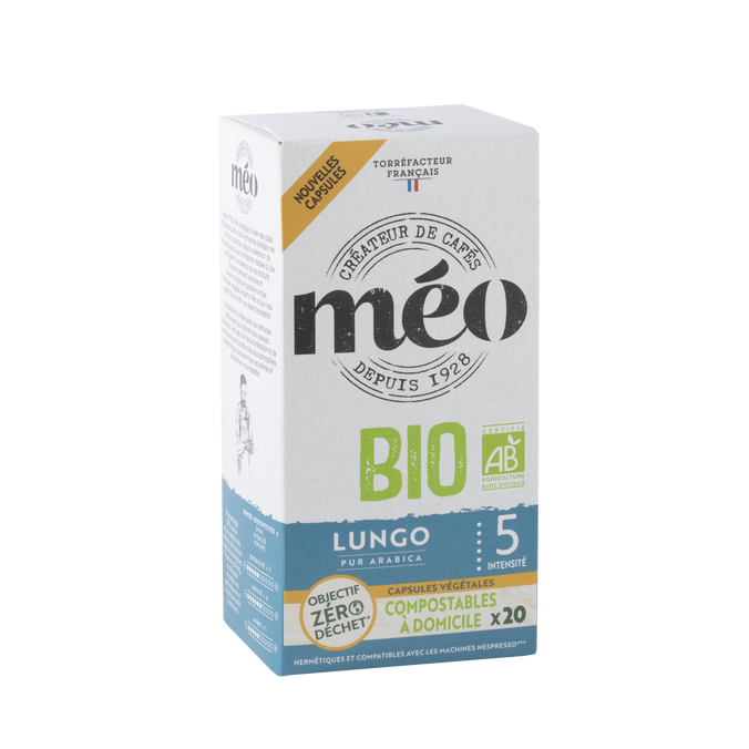20 bio kapsułek kawy lungo kompatybilnych z Nespresso* Original - CAFES MEO