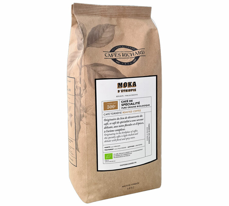 500 g - Kaffebønner - Økologisk Etiopisk Mocha - CAFÉS RICHARD