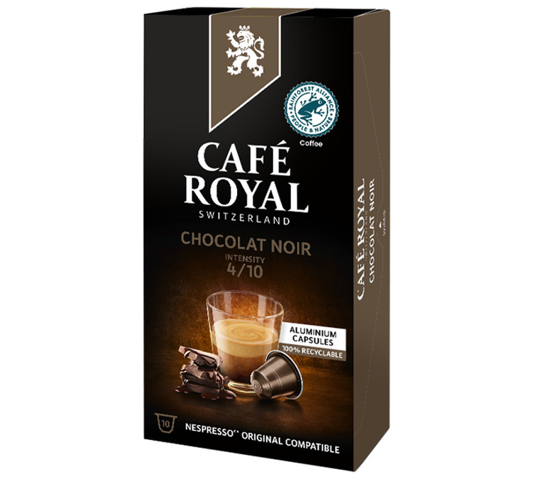 10 Suderinamų Kapsulių Nespresso* Original Juodasis Šokoladas – CAFÉ ROYAL