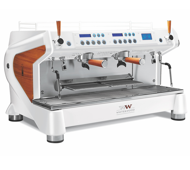 Macchina espresso professionale Conti Monte Carlo - Bianco e Legno - 2 gruppi