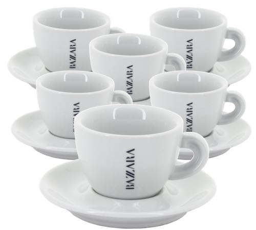 6 Bazzara Cappuccino-Tassen und Untertassen - 15cl