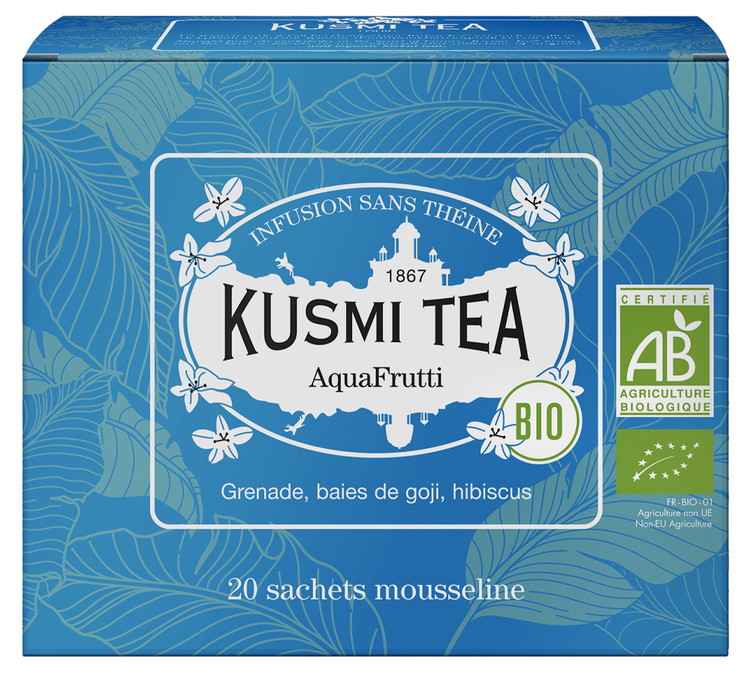 Infusão AquaFrutti Biológica - 20 saquetas - KUSMI CHÁ