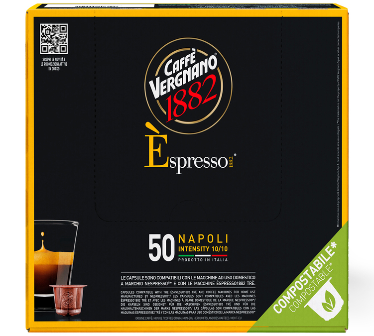 50 Nespresso* Original suderinamų kapsulių Neapolis - CAFFE VERGNANO
