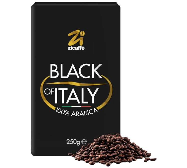 250 g - Café en grain - Black of Italy 100% Arabica - ZICAFFÈ