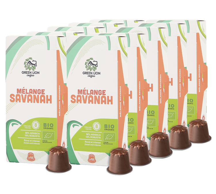 100 capsules compatibles Nespresso* Original Le Mélange Savannah bio - GREEN LION COFFEE