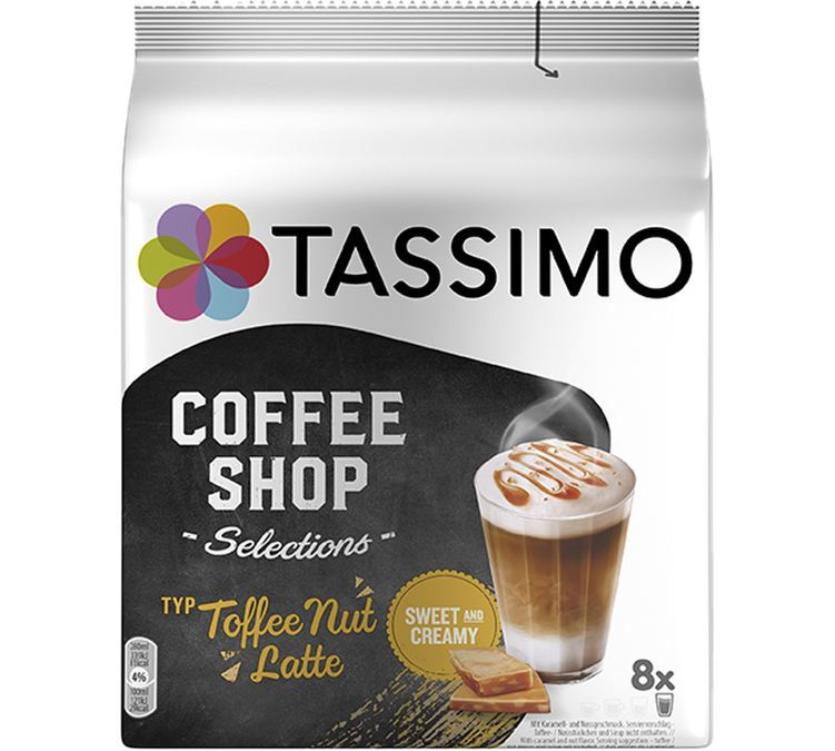 8 Tassimo Coffee Shop Toffee Nut Latte kapslar - TASSIMO