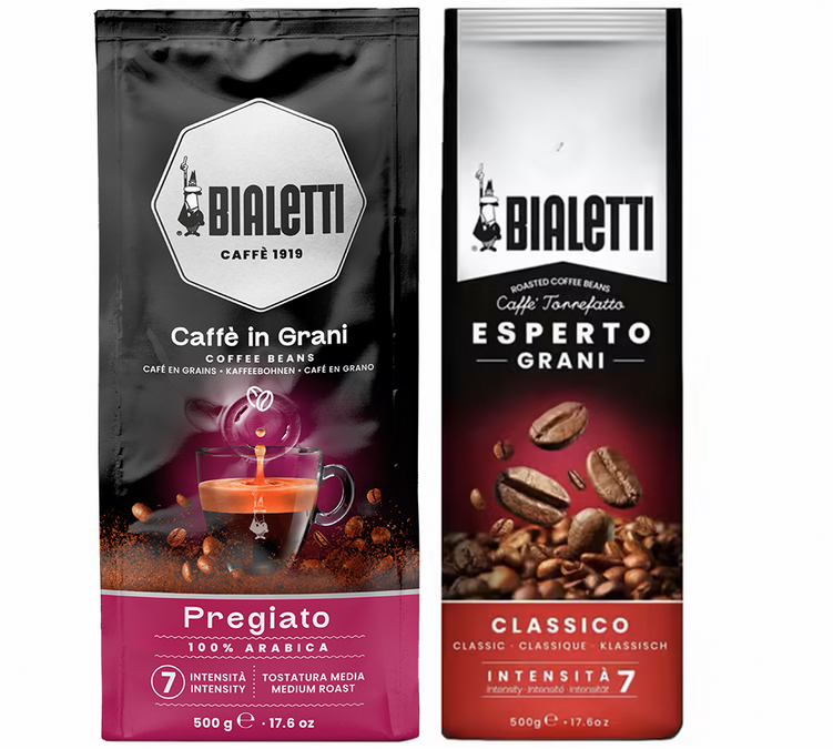 2 x 500 g - Caffè in chicchi - Bundle Esperto Classico & Pregiato - BIALETTI