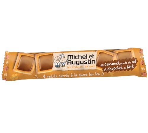 4 Karamel met Zeezout Melkchocolade Vierkantjes - 1 zakje - MICHEL & AUGUSTIN