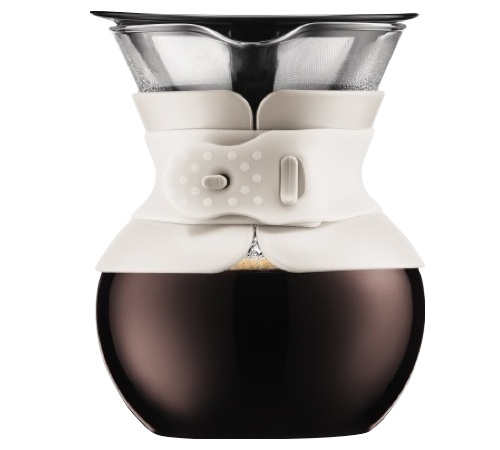 Cafetera de filtro BODUM Pour Over blanca con filtro permanente 4 tazas