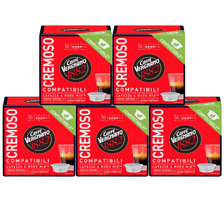 80 Capsule compostabili compatibili con Lavazza A Modo Mio Cremoso - CAFFE VERGNANO