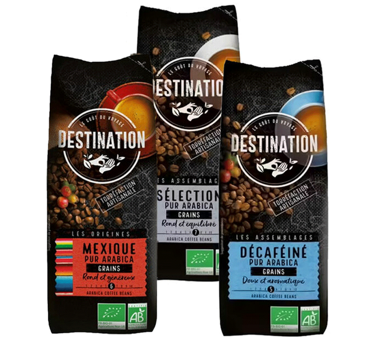 3 x 250 g - Whole Bean Coffee - 100% Organic Arabica Discovery Pack - DESTINATION