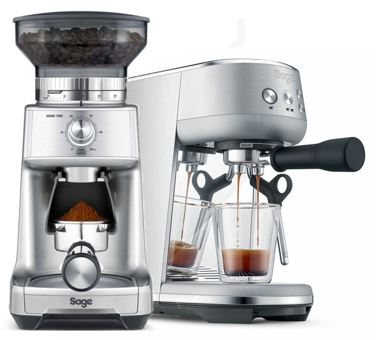 SAGE Máquina de espresso The Bambino Acero Inoxidable + Molino de café The Dose Control Pro