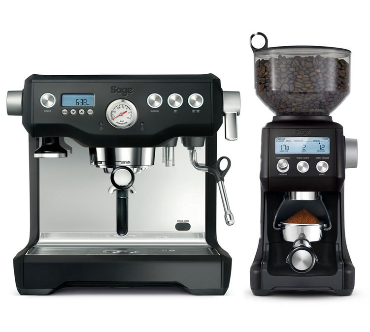 Macchina espresso SAGE Dual Boiler Black Truffle + Macinacaffè The Smart Grinder Pro acciaio inossidabile nero