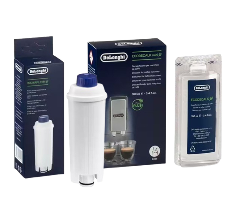 Kit de Manutenção - DELONGHI - Cartucho filtrante DLSC002 + Descalcificante DLSC101 para máquinas de grãos