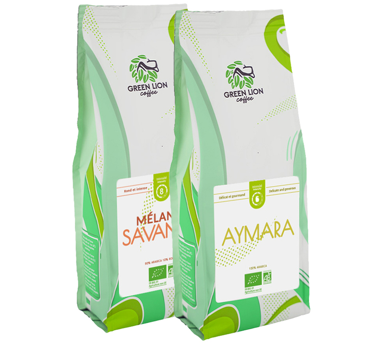 2 kg - Paketti - Kokonaiset Kahvipavut - Luomu Sekoitus/Puhdas Alkuperä - GREEN LION COFFEE