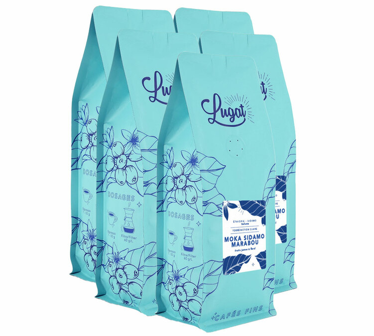 5 Kg Kaffeebohnen für Profis Äthiopien Mocha Sidamo Marabou - Lugat