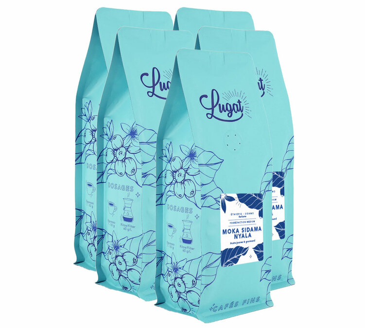 5 Kg Café en grain pour professionnels Ethiopie Moka Sidama Nyala - Lugat