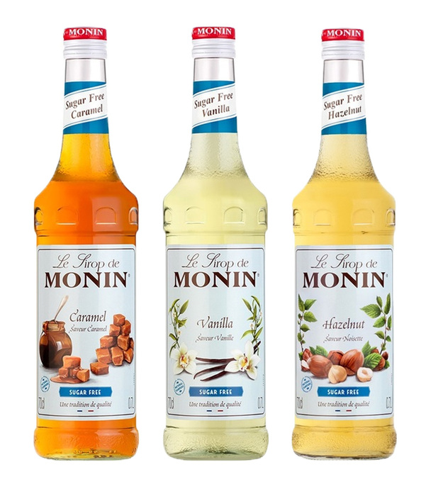 3 Bezšećerne Sirupa 70cl - Vanija Karamel Lješnjak - MONIN
