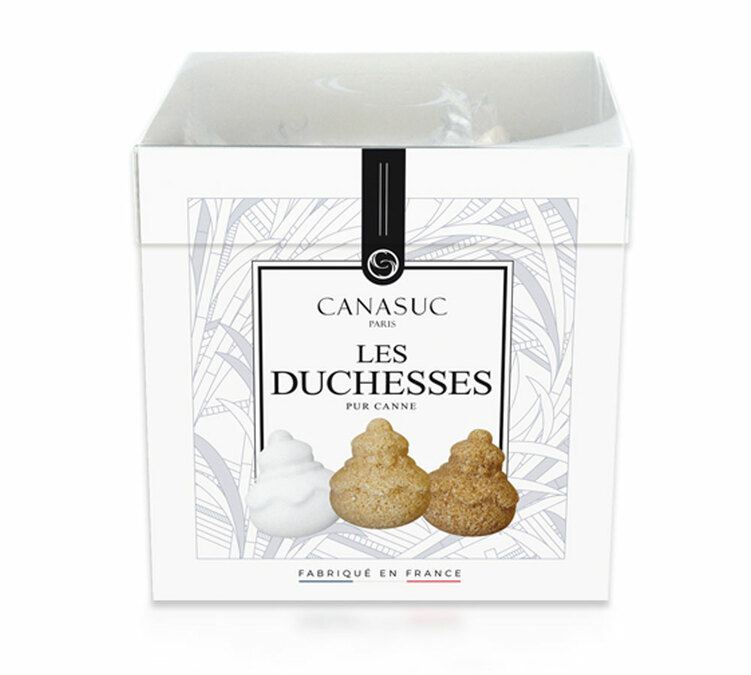 Låda med Vitt & Råbrunt Rörsocker Petit Choux-stil - x51 sockerbitar - CANASUC