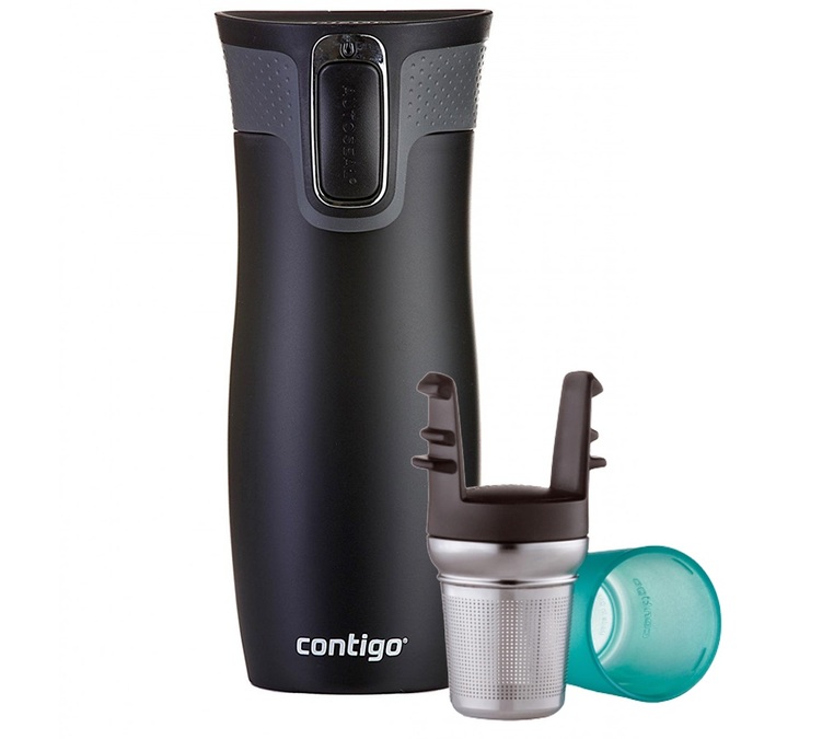 Westloop termo puodelis matinė juoda 47cl + arbatos infuseris - CONTIGO