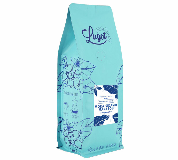 1 Kg Kaffee in Bohnen für Profis Äthiopien Mocha Sidamo Marabou - Lugat