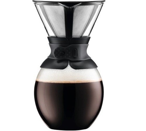 Cafetera manual Bodum con filtro Pour Over cuero negro - 12 tazas/150cl