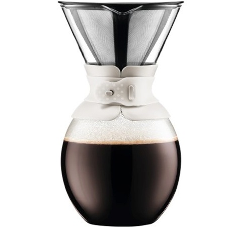 Cafetera de filtro BODUM Pour Over blanca con filtro permanente 12 tazas