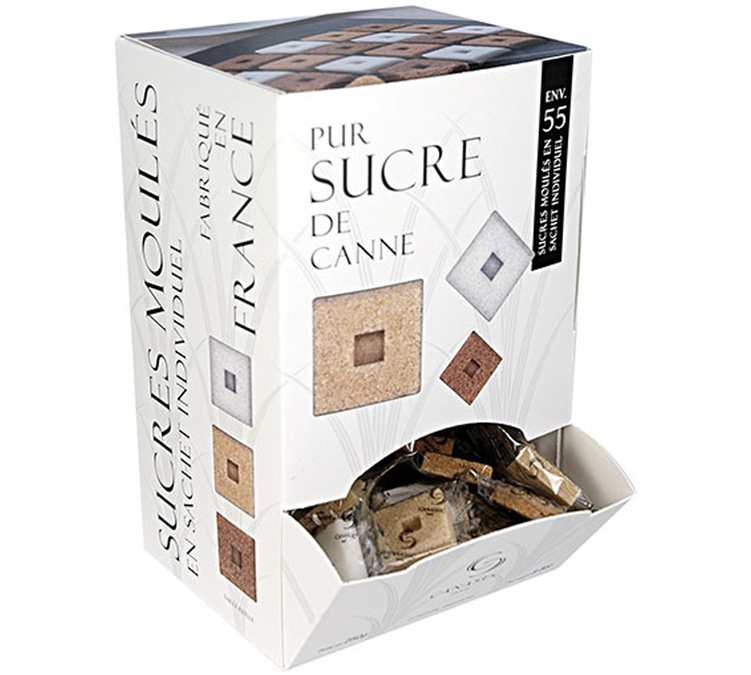 Cane Sugar Dispenser Box White & Brown Pure Sugar - 55 cubes - CANASUC
