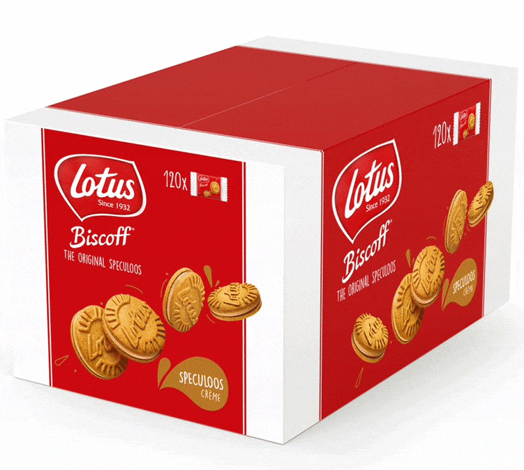 Scatola Biscoff Ripiena Crema di Speculoos - 120 biscotti - LOTUS