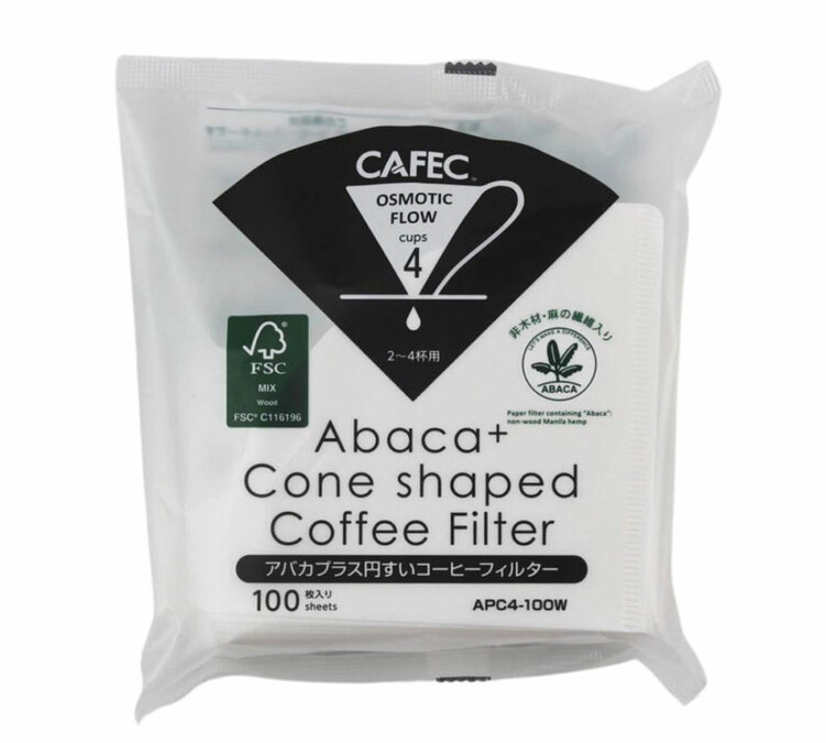 Abaca+ Filter 4 šolje Bela - 100 komada - CAFEC