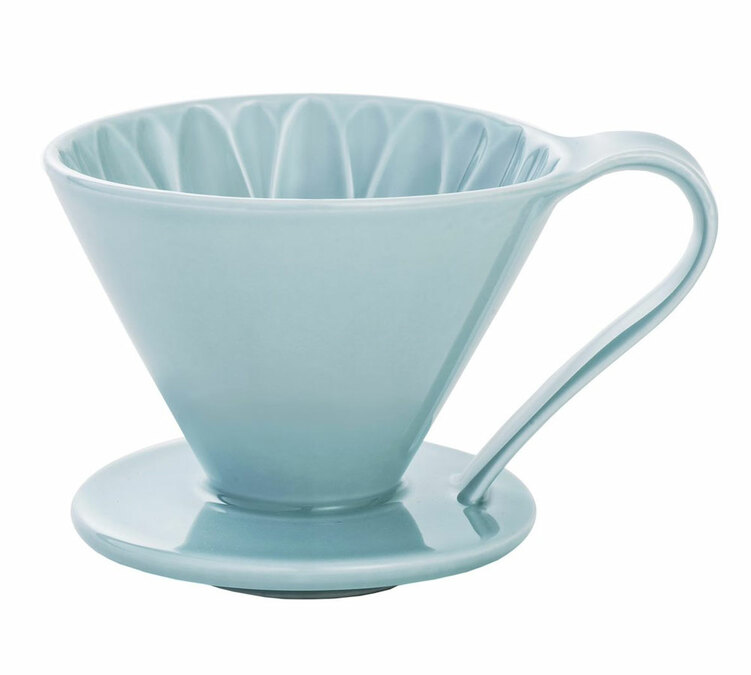 CAFEC Arita Flower blaue Porzellan-Dripper für 4 Tassen