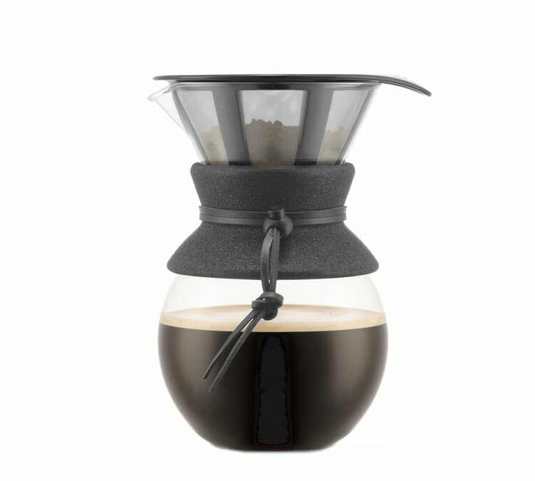 Manuell Bodum Pour Over kaffetrakter svart kontur 8 kopper / 1L