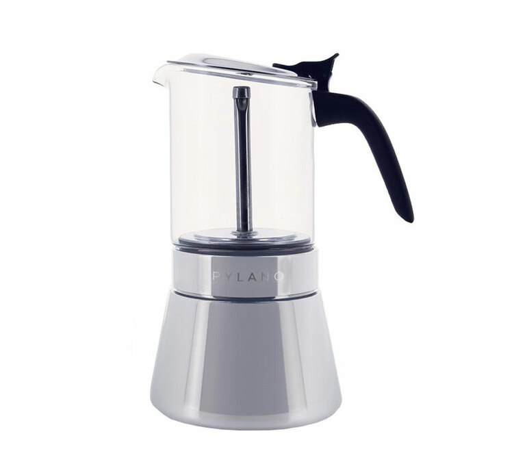 Cafeteira italiana PYLANO Kiara inox e vidro 9 chávenas