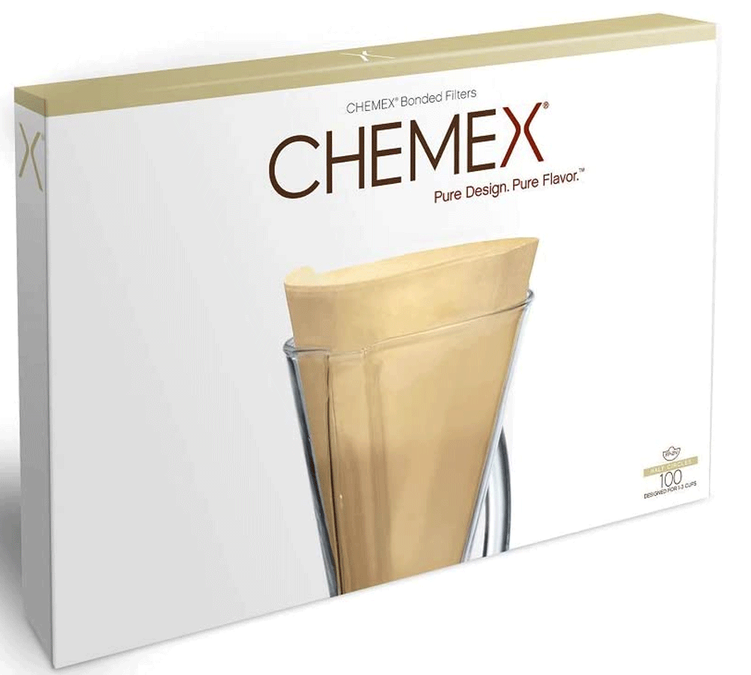 Låda med 100 naturliga halvmåneformade filter FP-2N - 1 till 3 koppar - CHEMEX