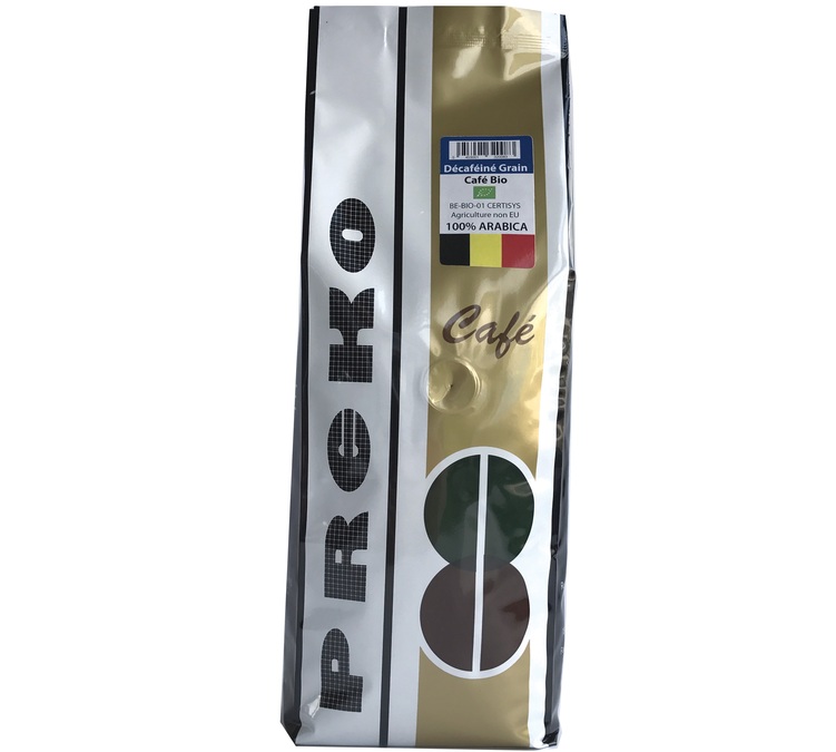 1 Kg Café em Grão Descafeinado Biológico para Profissionais - Cafés Preko