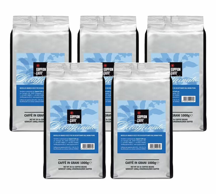 5 Kg de Café em Grão Descafeinado para Profissionais Mistura Espresso - Goppion Caffè