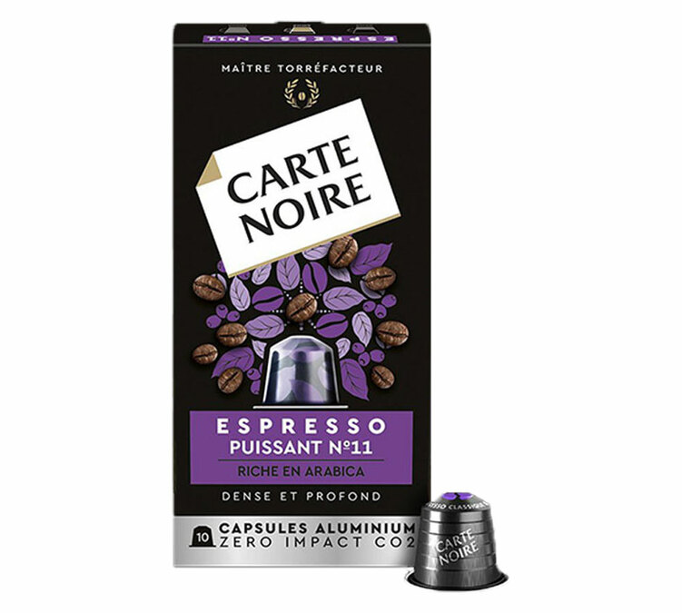 10 capsules compatible with Nespresso* Original Espresso Strong n°11 - CARTE NOIRE