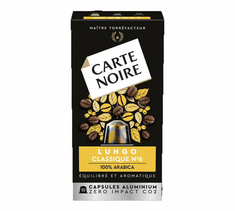 10 kapsulių suderinamų su Nespresso* Original Espresso Lungo N°6 - CARTE NOIRE