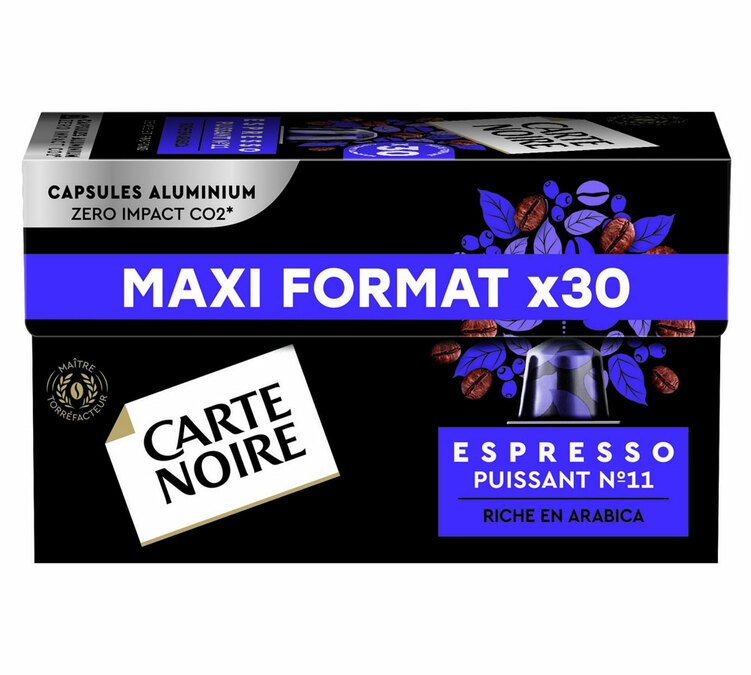 30 capsules compatibles Nespresso* Original Espresso Puissant n°11 - CARTE NOIRE 